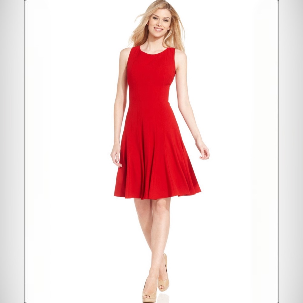 Calvin Klein Red Fit and Flare Dress | size 2